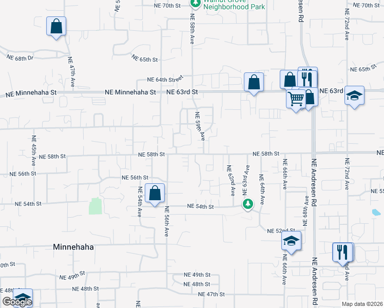 map of restaurants, bars, coffee shops, grocery stores, and more near 5719 Northeast 58th Street in Vancouver