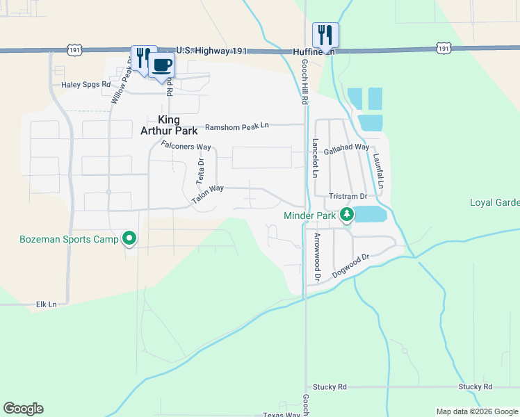 map of restaurants, bars, coffee shops, grocery stores, and more near 126 Bow Perch Lane in Bozeman