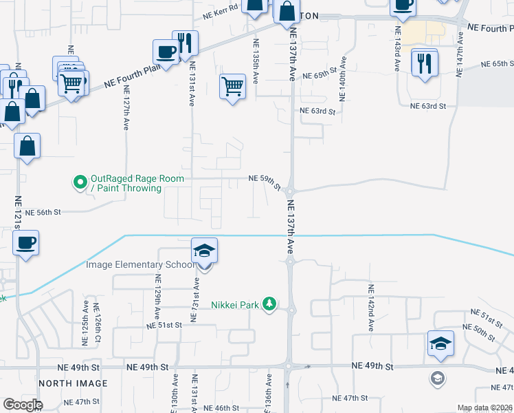 map of restaurants, bars, coffee shops, grocery stores, and more near 5711 Northeast 135th Avenue in Vancouver