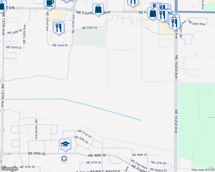 map of restaurants, bars, coffee shops, grocery stores, and more near 5721 Northeast 152nd Avenue in Vancouver