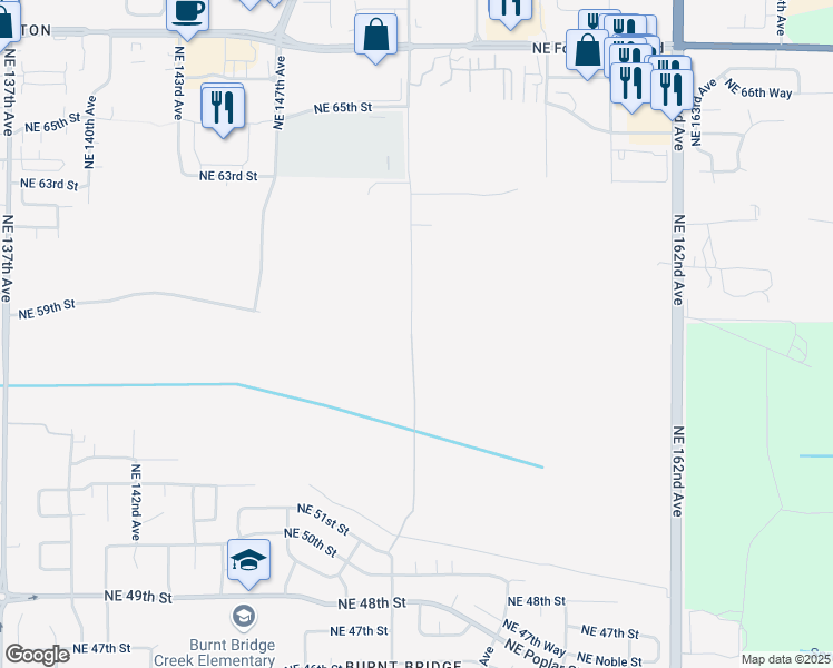 map of restaurants, bars, coffee shops, grocery stores, and more near 5721 Northeast 152nd Avenue in Vancouver