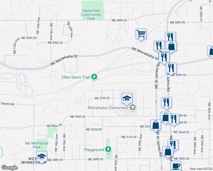 map of restaurants, bars, coffee shops, grocery stores, and more near 2419 Northeast 59th Street in Vancouver