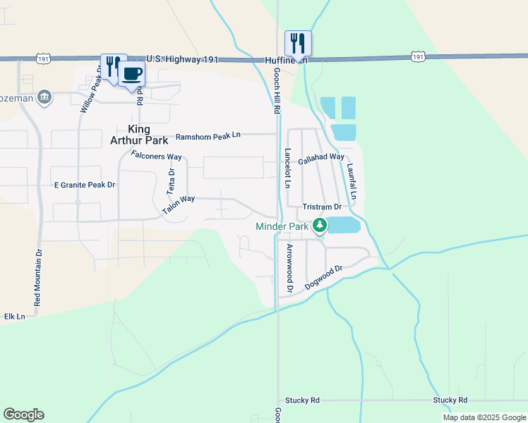 map of restaurants, bars, coffee shops, grocery stores, and more near 14b Talon Way in Bozeman