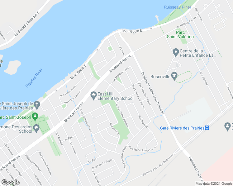 map of restaurants, bars, coffee shops, grocery stores, and more near 12444 Rue Voltaire in Montréal