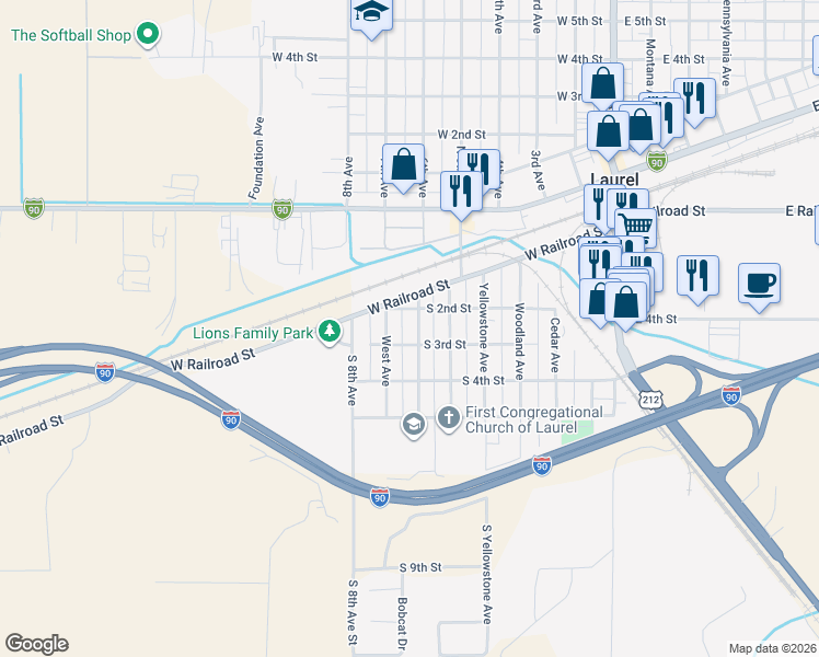 map of restaurants, bars, coffee shops, grocery stores, and more near 301 West Avenue in Laurel
