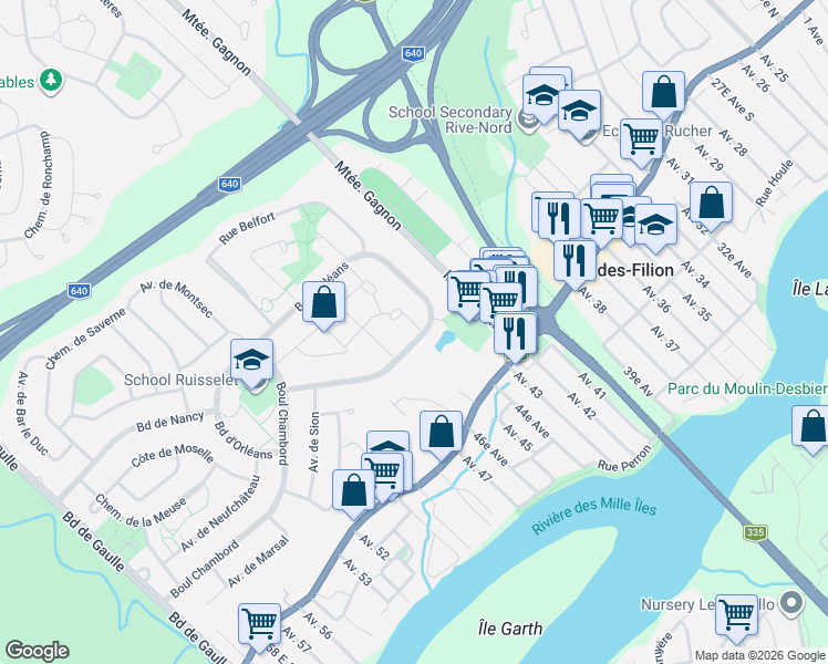 map of restaurants, bars, coffee shops, grocery stores, and more near 112 Boulevard d'Orléans in Lorraine