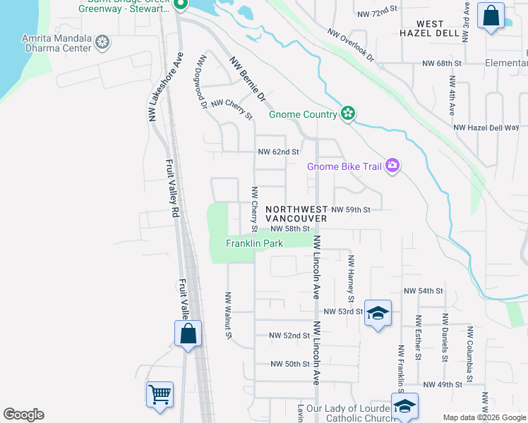 map of restaurants, bars, coffee shops, grocery stores, and more near 1308 Northwest 58th Street in Vancouver