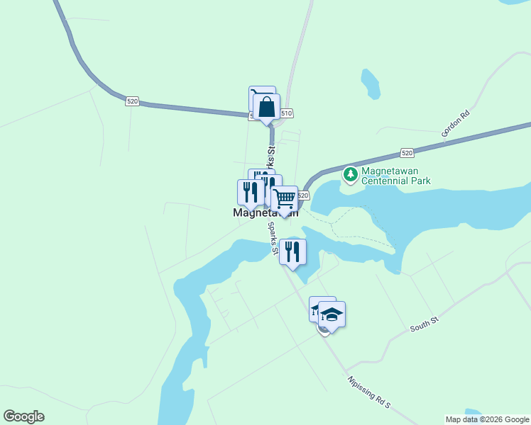 map of restaurants, bars, coffee shops, grocery stores, and more near in Magnetawan
