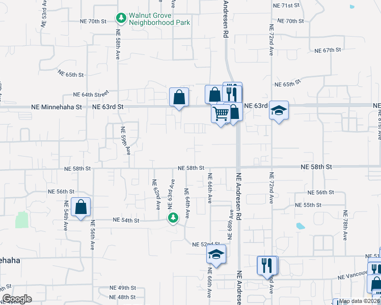 map of restaurants, bars, coffee shops, grocery stores, and more near 6508 Northeast 58th Street in Vancouver