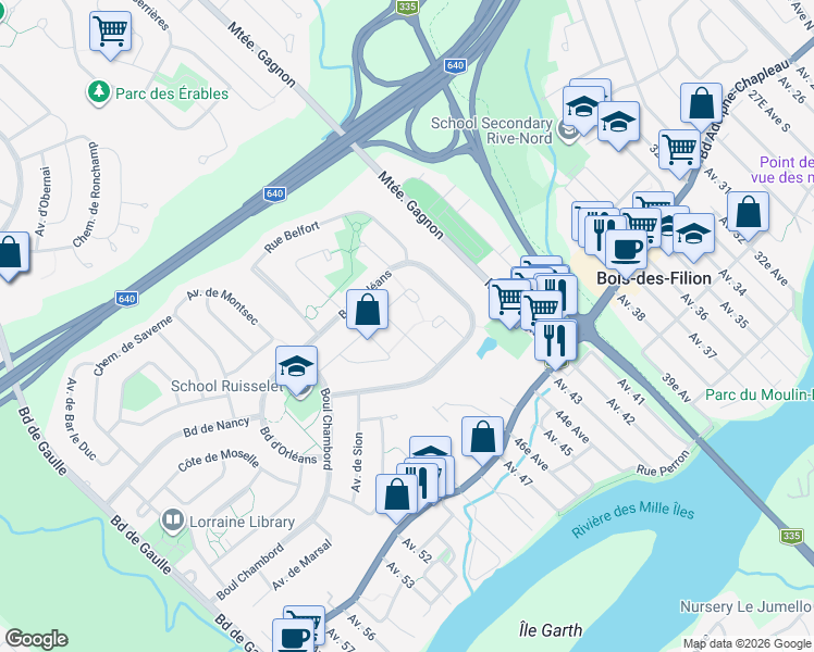 map of restaurants, bars, coffee shops, grocery stores, and more near 14 Place de Couvonges in Lorraine