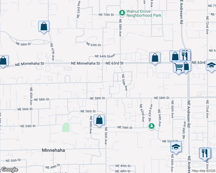 map of restaurants, bars, coffee shops, grocery stores, and more near 5921 Northeast 56th Court in Vancouver