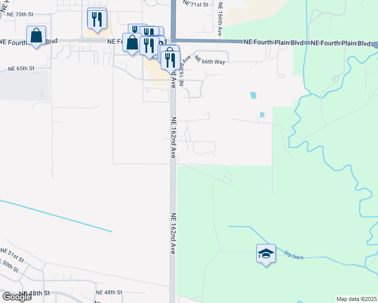 map of restaurants, bars, coffee shops, grocery stores, and more near 16303 Northeast 60th Street in Vancouver