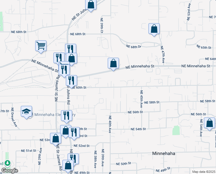 map of restaurants, bars, coffee shops, grocery stores, and more near 3904 Northeast 60th Street in Vancouver