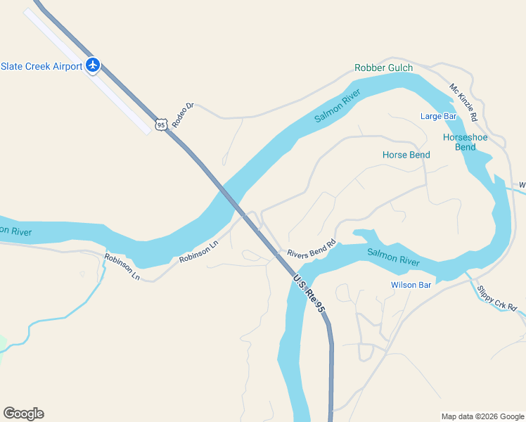 map of restaurants, bars, coffee shops, grocery stores, and more near 110 Rivers Bend Road in White Bird