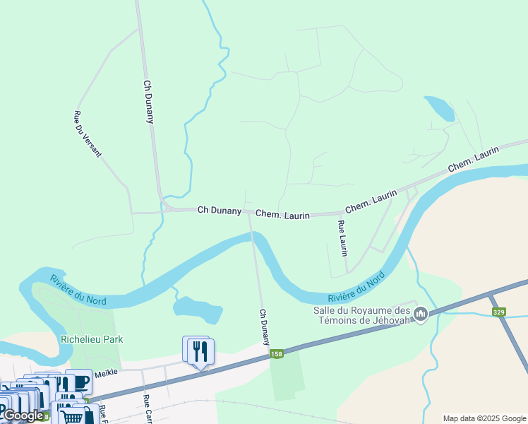 map of restaurants, bars, coffee shops, grocery stores, and more near 789 Chemin Laurin in Lachute