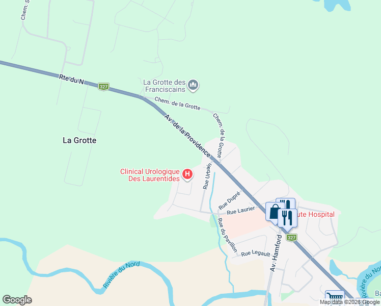 map of restaurants, bars, coffee shops, grocery stores, and more near 235 Avenue de la Providence in Lachute