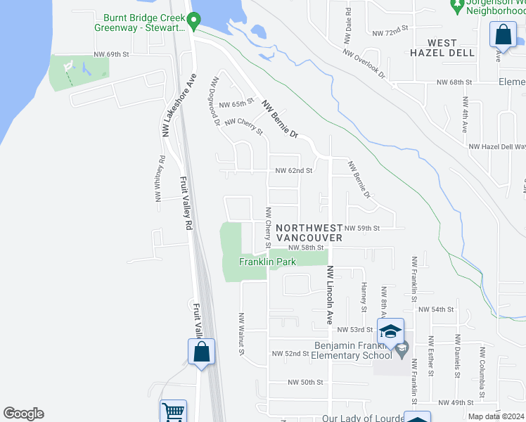 map of restaurants, bars, coffee shops, grocery stores, and more near 6000 Northwest Cherry Street in Vancouver