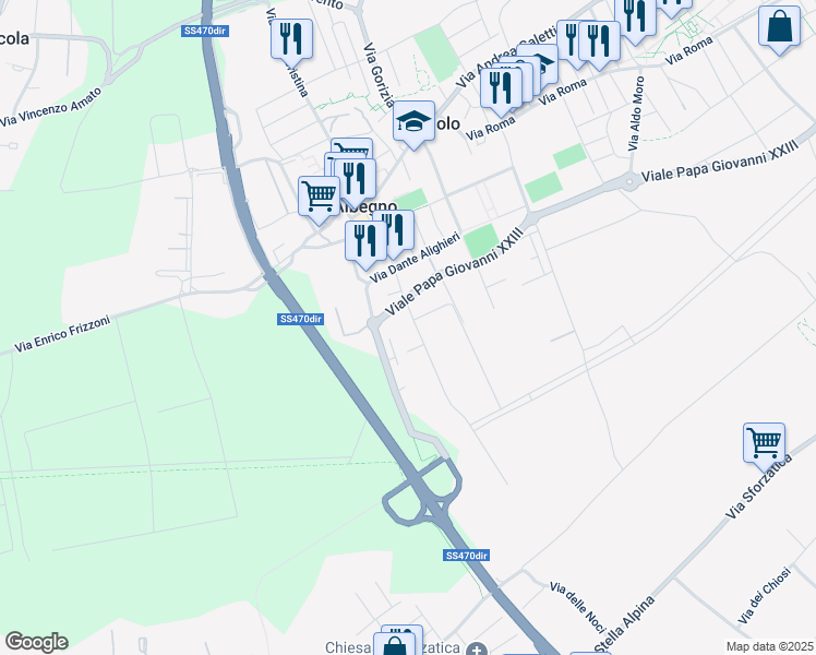 map of restaurants, bars, coffee shops, grocery stores, and more near in Bergamo