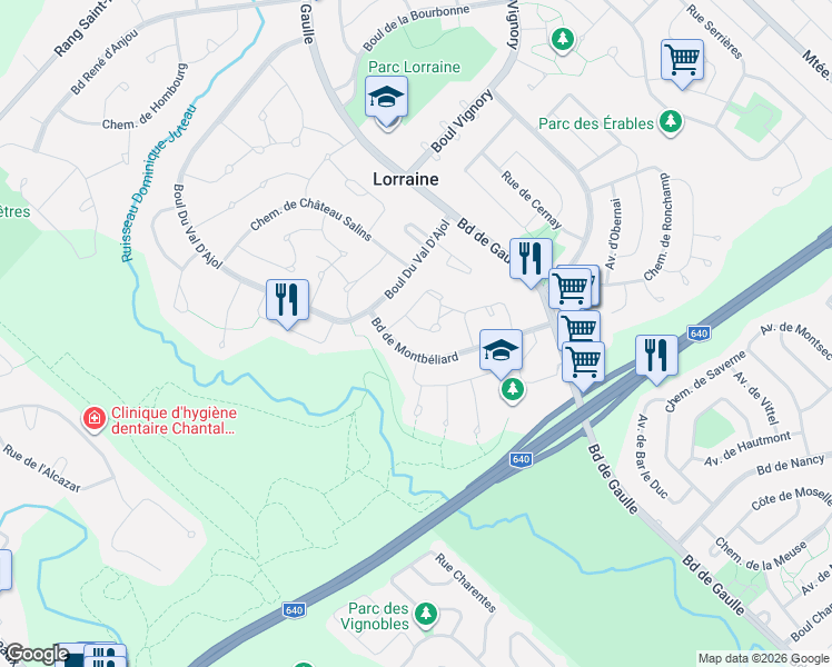 map of restaurants, bars, coffee shops, grocery stores, and more near 8 Place de Châtenois in Lorraine