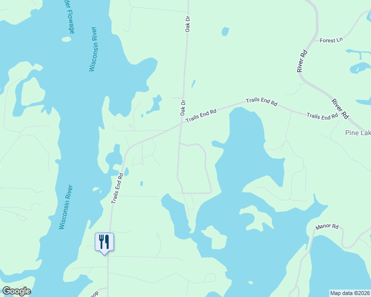 map of restaurants, bars, coffee shops, grocery stores, and more near 4078 Bass Lake Loop in Rhinelander