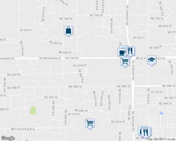 map of restaurants, bars, coffee shops, grocery stores, and more near 6024 Northeast 58th Street in Vancouver