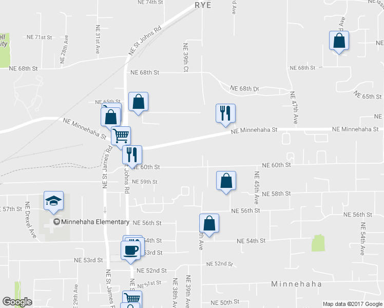 map of restaurants, bars, coffee shops, grocery stores, and more near 3904 Northeast 60th Street in Vancouver