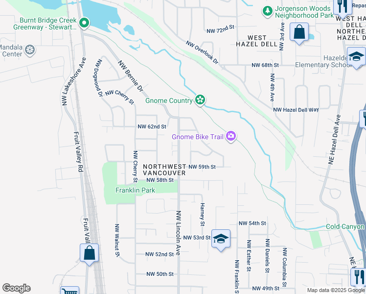 map of restaurants, bars, coffee shops, grocery stores, and more near 6015 Northwest Lincoln Avenue in Vancouver