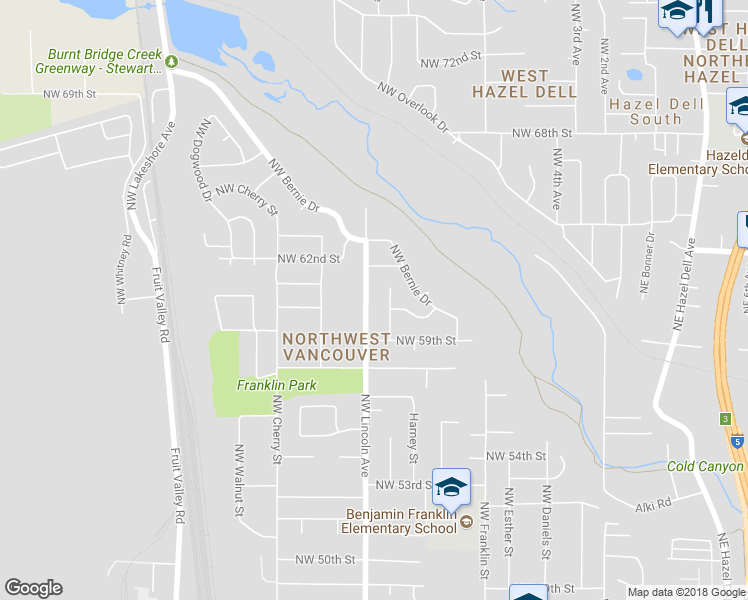 map of restaurants, bars, coffee shops, grocery stores, and more near 5921 Northwest Lincoln Avenue in Vancouver