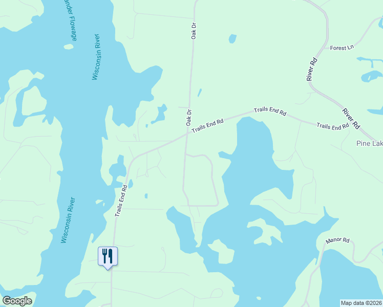 map of restaurants, bars, coffee shops, grocery stores, and more near 4078 Bass Lake Loop in Rhinelander