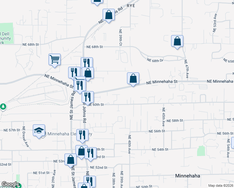 map of restaurants, bars, coffee shops, grocery stores, and more near 3814 Northeast 62nd Street in Vancouver