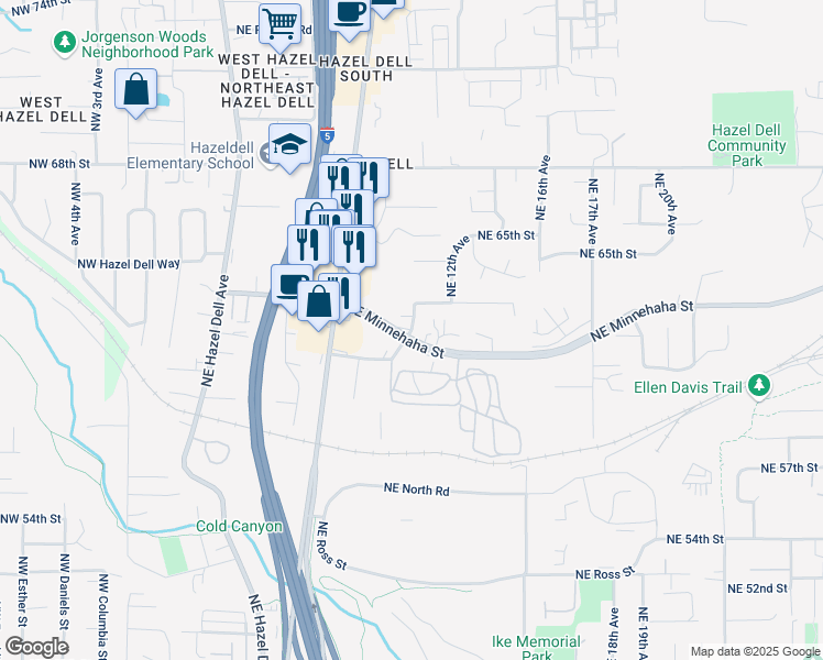 map of restaurants, bars, coffee shops, grocery stores, and more near 4619 Northeast 112th Avenue in Vancouver