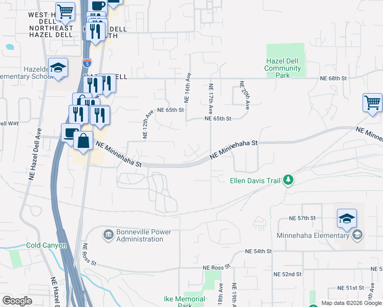map of restaurants, bars, coffee shops, grocery stores, and more near 6208 Northeast 17th Avenue in Vancouver
