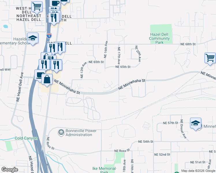 map of restaurants, bars, coffee shops, grocery stores, and more near 6208 Northeast 17th Avenue in Vancouver