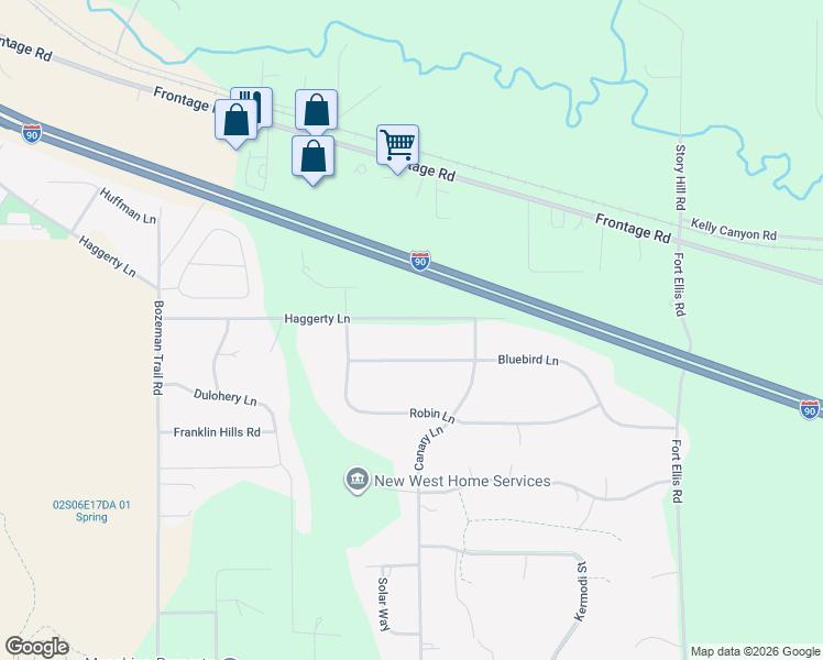 map of restaurants, bars, coffee shops, grocery stores, and more near 9439-9499 Haggerty Ln in Bozeman