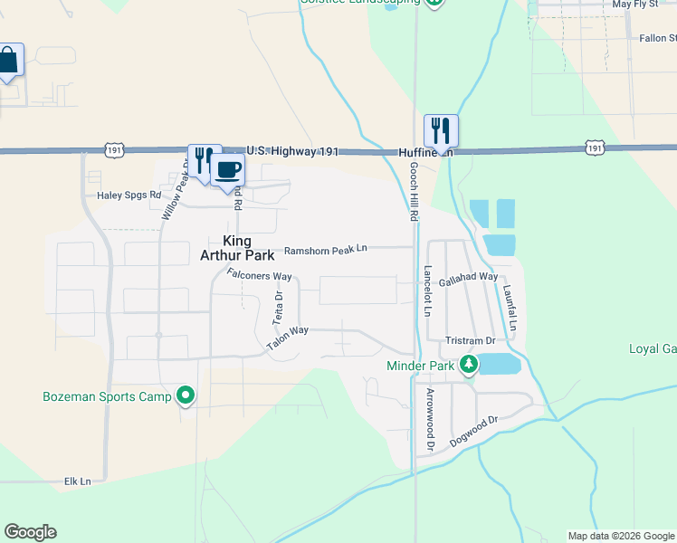 map of restaurants, bars, coffee shops, grocery stores, and more near 200 Ramshorn Peak Lane in Bozeman
