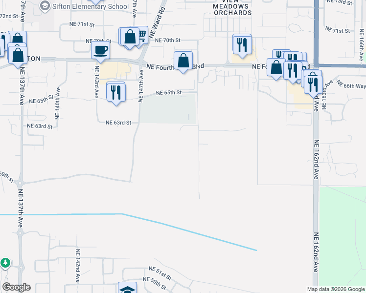 map of restaurants, bars, coffee shops, grocery stores, and more near 6212 Northeast 152nd Avenue in Vancouver