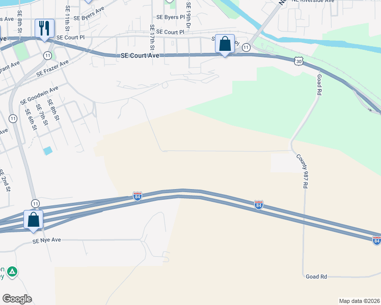 map of restaurants, bars, coffee shops, grocery stores, and more near in Pendleton