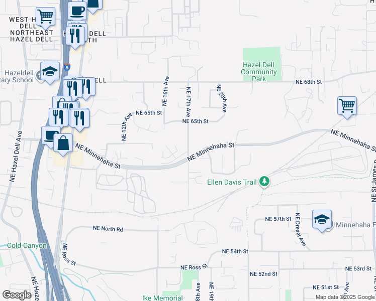 map of restaurants, bars, coffee shops, grocery stores, and more near 6309 Northeast 17th Avenue in Vancouver