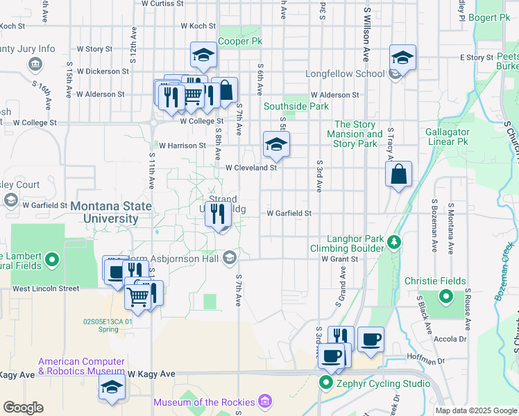 map of restaurants, bars, coffee shops, grocery stores, and more near in Bozeman
