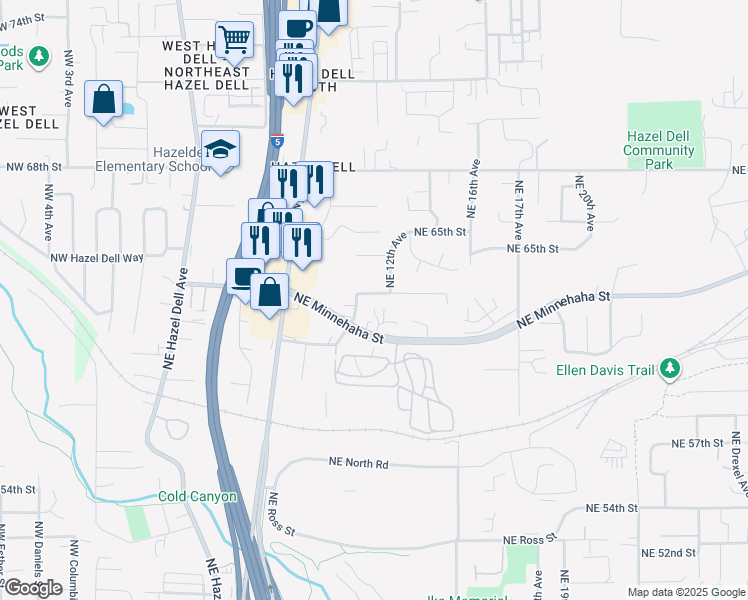 map of restaurants, bars, coffee shops, grocery stores, and more near 6221 Northeast 11th Avenue in Vancouver