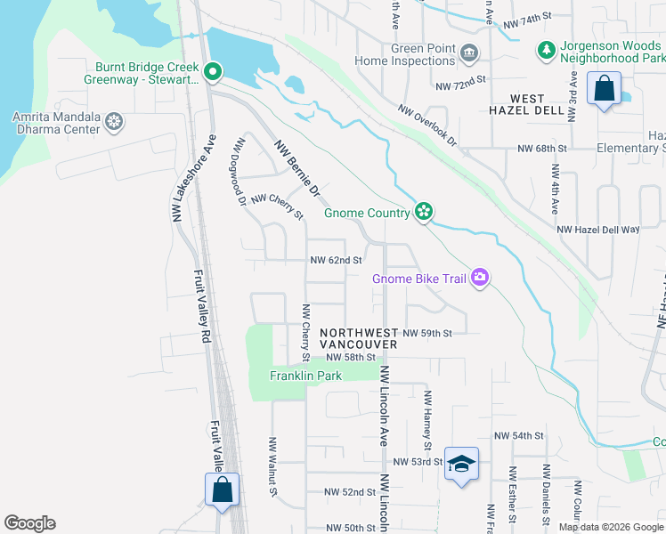 map of restaurants, bars, coffee shops, grocery stores, and more near 1303 Northwest 62nd Street in Vancouver