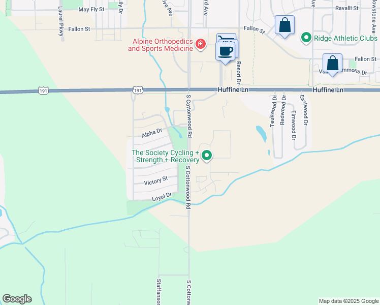 map of restaurants, bars, coffee shops, grocery stores, and more near 5122 South Cottonwood Road in Bozeman
