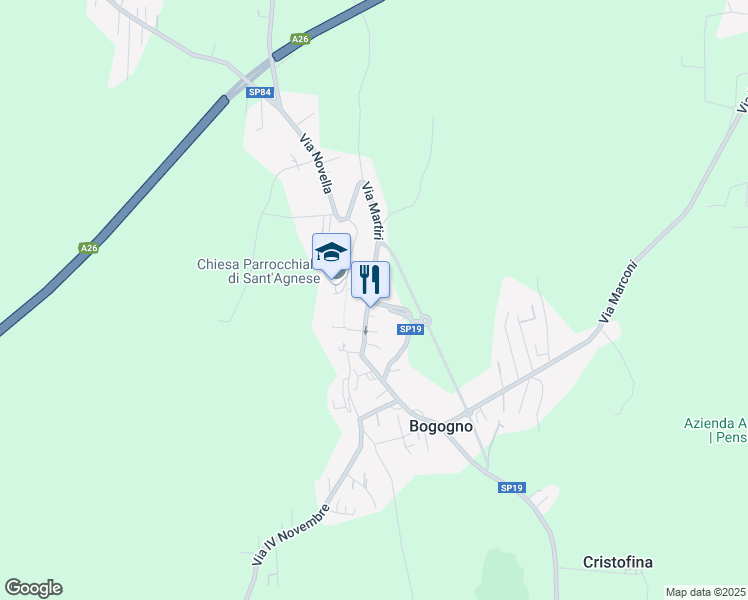 map of restaurants, bars, coffee shops, grocery stores, and more near 31 Via Martiri della Libertà in Bogogno