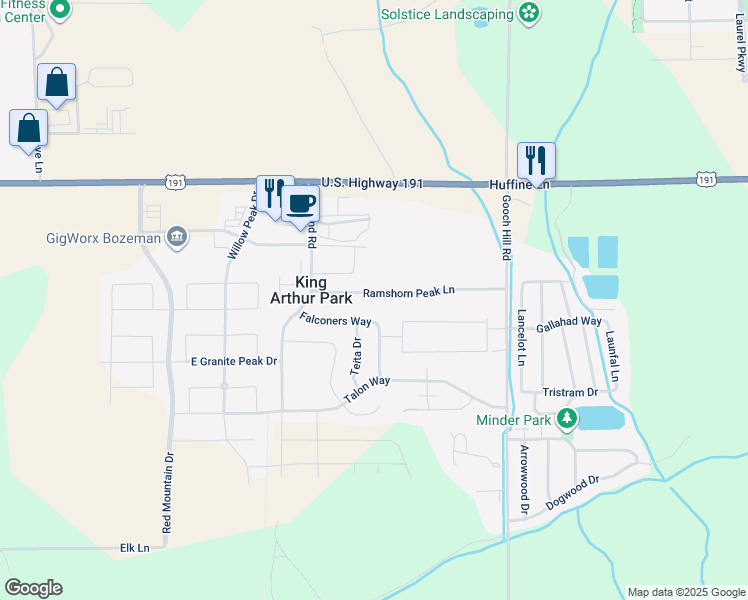 map of restaurants, bars, coffee shops, grocery stores, and more near 244 Ramshorn Peak Lane in Bozeman