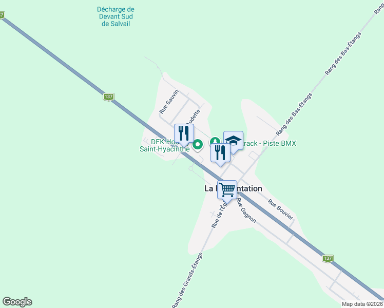 map of restaurants, bars, coffee shops, grocery stores, and more near 888 Rue Principale in La Présentation