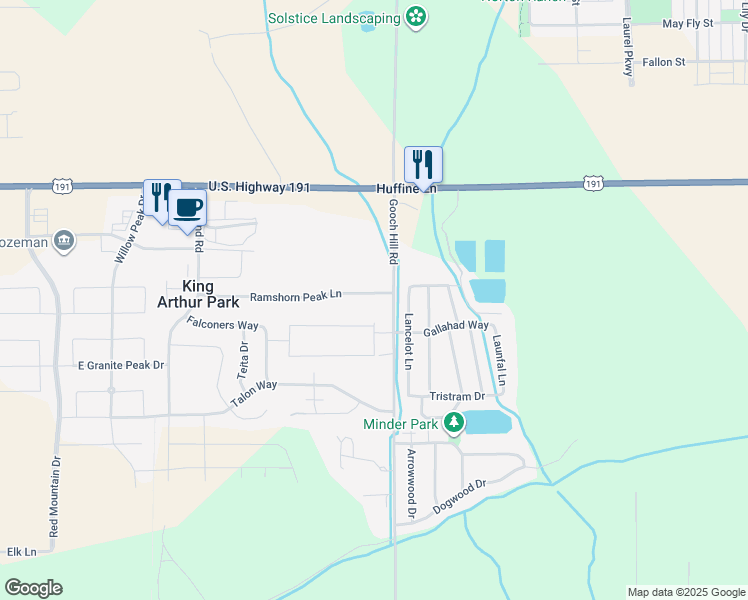 map of restaurants, bars, coffee shops, grocery stores, and more near 38 Ramshorn Peak Lane in Bozeman