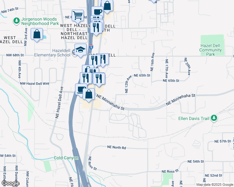 map of restaurants, bars, coffee shops, grocery stores, and more near 6221 Northeast 11th Avenue in Vancouver
