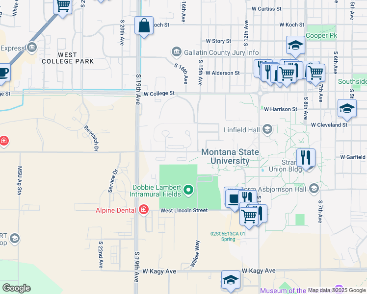 map of restaurants, bars, coffee shops, grocery stores, and more near 108 Julia Martin Dr in Bozeman