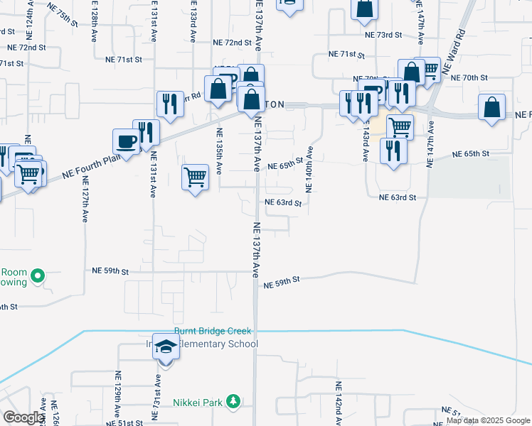 map of restaurants, bars, coffee shops, grocery stores, and more near 10903 Northeast 62nd Street in Vancouver