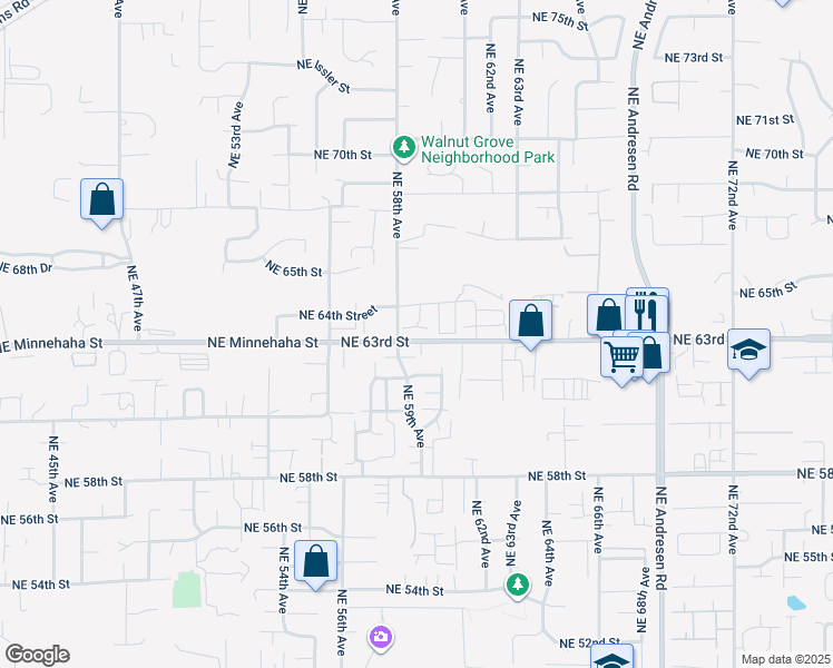 map of restaurants, bars, coffee shops, grocery stores, and more near 6307 Northeast 59th Court in Vancouver